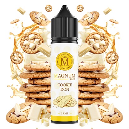Magnum Cookie Don 15ml/60ml - Ένας πλούσιος και απολαυστικός συνδυασμός που αποτυπώνει τη γεύση από φρεσκοψημένα μπισκότα καλυμμένα με λευκή σοκολάτα. Η ζεστή, βουτυρένια βάση μπισκότου αποκαλύπτει νότες καραμελωμένης ζάχαρης και απαλής βανίλιας, ισορροπημένες τέλεια με τη βελούδινη γλυκύτητα της λιωμένης λευκής σοκολάτας. Κάθε εισπνοή θυμίζει δαγκωνιά σε μαλακό, αφράτο μπισκότο — με μια πολυτελή επίγευση που μένει.