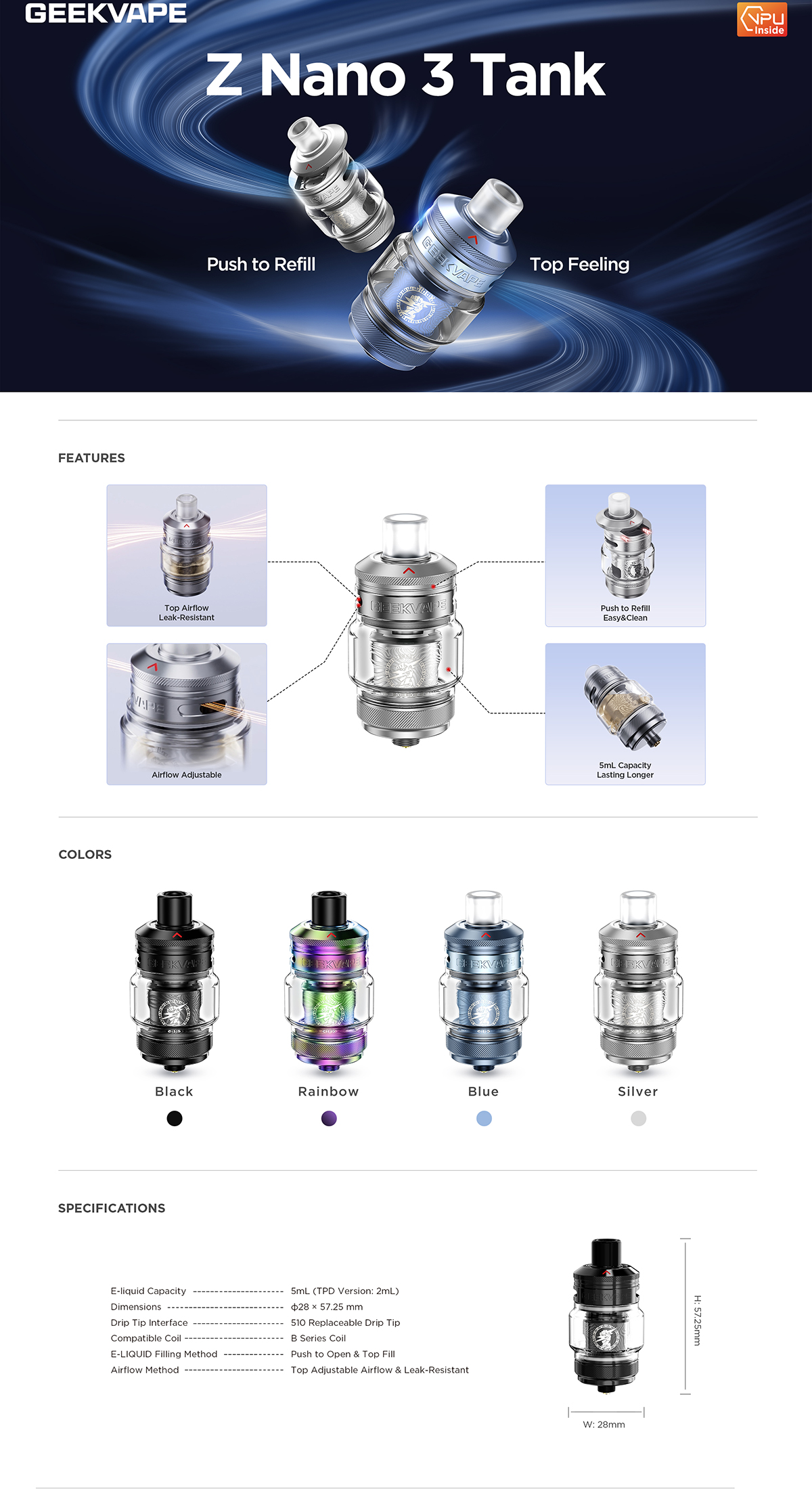 Ο Z Nano 3 της Geekvape αποτελεί μια εντυπωσιακή αναβάθμιση ενός ήδη θρυλικού clearomizer, προσφέροντας εξαιρετική απόδοση και ευκολία χρήσης.